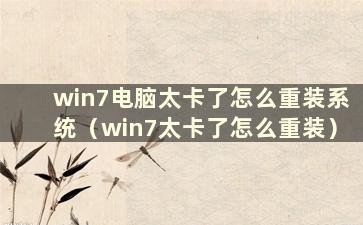 win7电脑太卡了怎么重装系统（win7太卡了怎么重装）