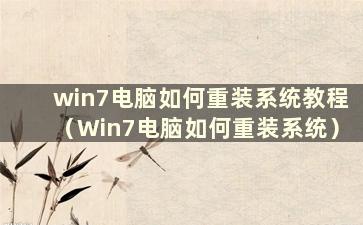 win7电脑如何重装系统教程（Win7电脑如何重装系统）