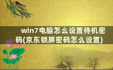 win7电脑怎么设置待机密码(京东锁屏密码怎么设置)