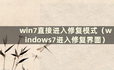 win7直接进入修复模式（windows7进入修复界面）