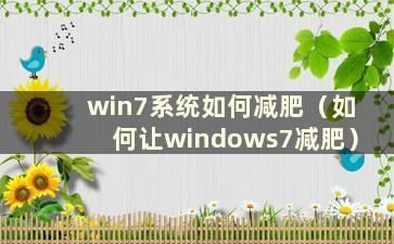 win7系统如何减肥（如何让windows7减肥）