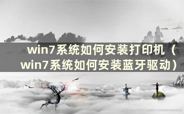 win7系统如何安装打印机（win7系统如何安装蓝牙驱动）