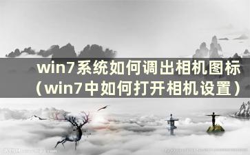 win7系统如何调出相机图标（win7中如何打开相机设置）