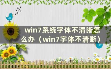 win7系统字体不清晰怎么办（win7字体不清晰）