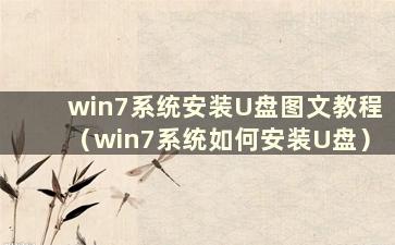 win7系统安装U盘图文教程（win7系统如何安装U盘）