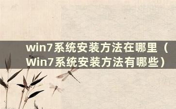 win7系统安装方法在哪里（Win7系统安装方法有哪些）