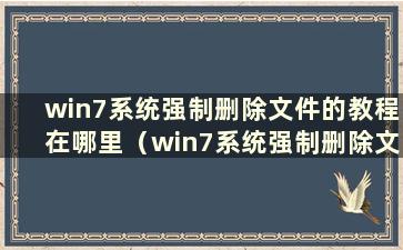 win7系统强制删除文件的教程在哪里（win7系统强制删除文件图文教程）