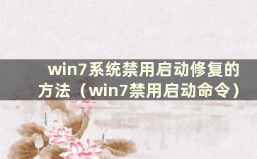 win7系统禁用启动修复的方法（win7禁用启动命令）