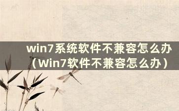 win7系统软件不兼容怎么办（Win7软件不兼容怎么办）