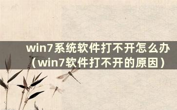 win7系统软件打不开怎么办（win7软件打不开的原因）