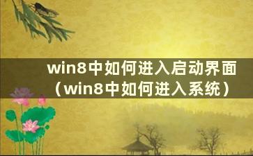 win8中如何进入启动界面（win8中如何进入系统）