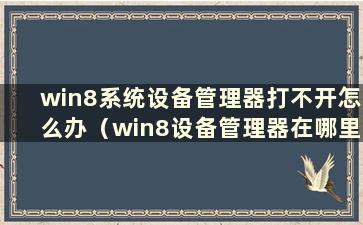 win8系统设备管理器打不开怎么办（win8设备管理器在哪里）