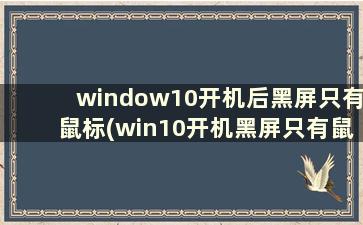 window10开机后黑屏只有鼠标(win10开机黑屏只有鼠标能动按键没反应)