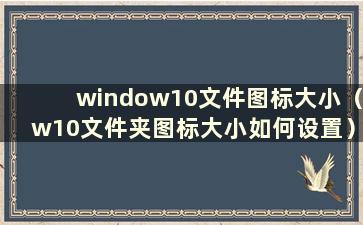 window10文件图标大小（w10文件夹图标大小如何设置）