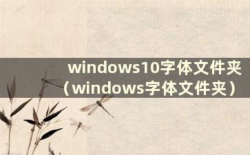 windows10字体文件夹（windows字体文件夹）