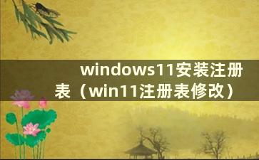 windows11安装注册表（win11注册表修改）