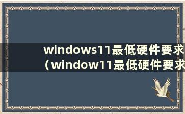 windows11最低硬件要求（window11最低硬件要求）