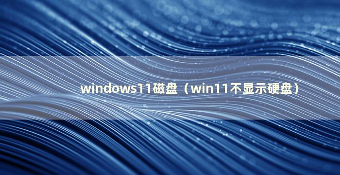 windows11磁盘（win11不显示硬盘）