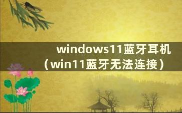 windows11蓝牙耳机（win11蓝牙无法连接）