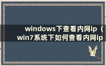 windows下查看内网ip（win7系统下如何查看内网ip）