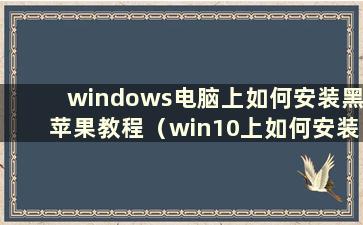 windows电脑上如何安装黑苹果教程（win10上如何安装黑苹果教程）