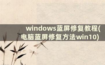 windows蓝屏修复教程(电脑蓝屏修复方法win10)