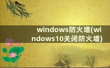 windows防火墙(windows10关闭防火墙)