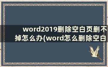 word2019删除空白页删不掉怎么办(word怎么删除空白页都删除不掉怎么办)