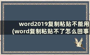 word2019复制粘贴不能用(word复制粘贴不了怎么回事)