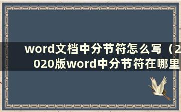 word文档中分节符怎么写（2020版word中分节符在哪里）