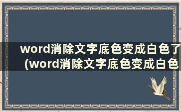 word消除文字底色变成白色了(word消除文字底色变成白色怎么回事)