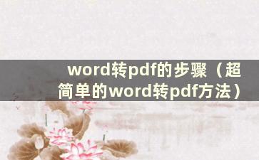 word转pdf的步骤（超简单的word转pdf方法）