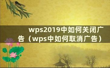 wps2019中如何关闭广告（wps中如何取消广告）