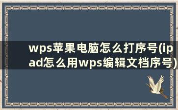 wps苹果电脑怎么打序号(ipad怎么用wps编辑文档序号)