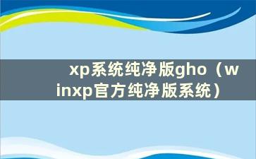xp系统纯净版gho（winxp官方纯净版系统）