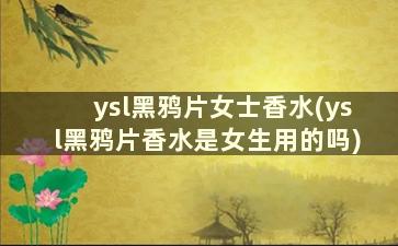 ysl黑鸦片女士香水(ysl黑鸦片香水是女生用的吗)