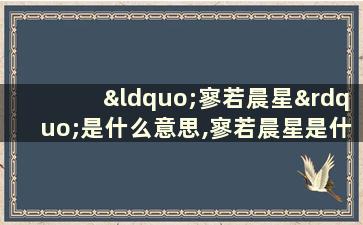 “寥若晨星”是什么意思,寥若晨星是什么意思新商盟