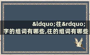 “往”字的组词有哪些,往的组词有哪些？