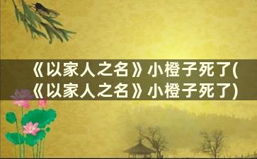 《以家人之名》小橙子死了(《以家人之名》小橙子死了)