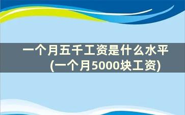 一个月五千工资是什么水平(一个月5000块工资)