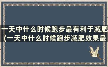 一天中什么时候跑步最有利于减肥(一天中什么时候跑步减肥效果最好)