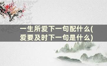 一生所爱下一句配什么(爱要及时下一句是什么)