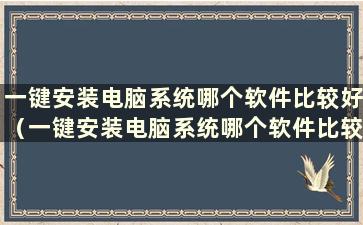 一键安装电脑系统哪个软件比较好（一键安装电脑系统哪个软件比较好）