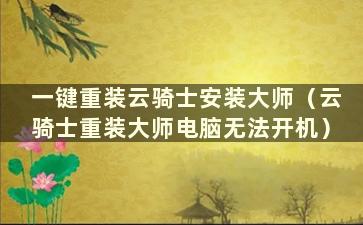 一键重装云骑士安装大师（云骑士重装大师电脑无法开机）