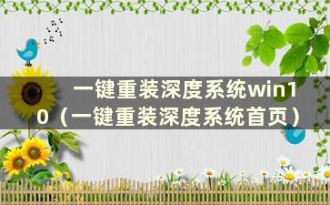 一键重装深度系统win10（一键重装深度系统首页）