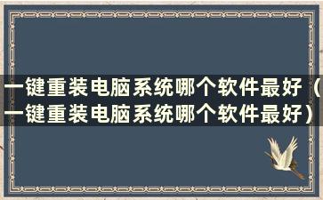 一键重装电脑系统哪个软件最好（一键重装电脑系统哪个软件最好）