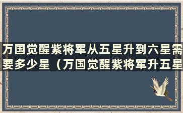 万国觉醒紫将军从五星升到六星需要多少星（万国觉醒紫将军升五星）