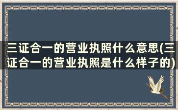 三证合一的营业执照什么意思(三证合一的营业执照是什么样子的)