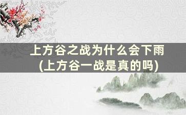 上方谷之战为什么会下雨(上方谷一战是真的吗)