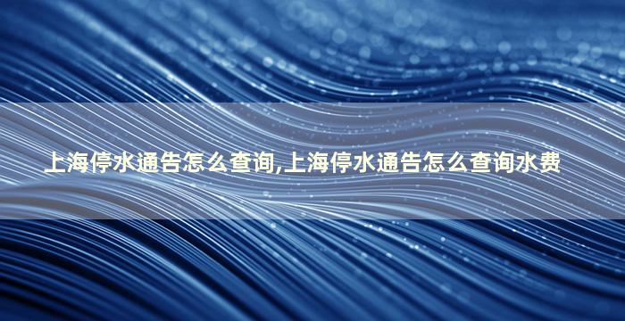 上海停水通告怎么查询,上海停水通告怎么查询水费